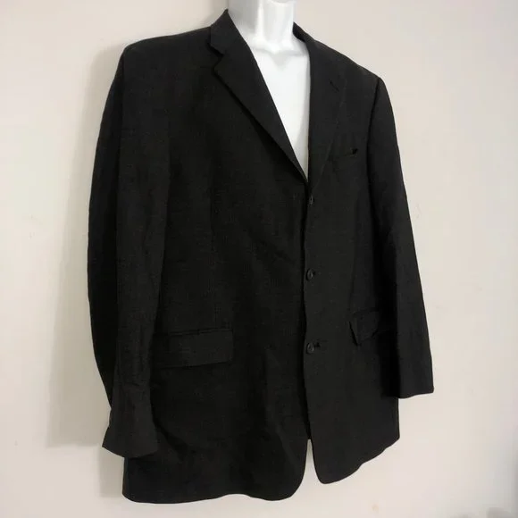 Tommy Hilfiger Blazer Mens 44R Black Wool Blend 3 Button Single Breast/Vent - Picture 2 of 11